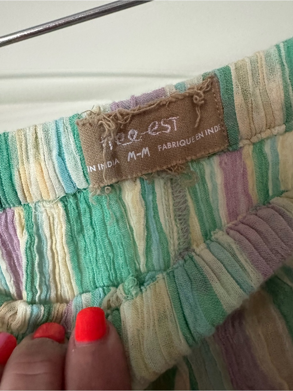 NWOT FP Playa Party Stripe Pants M crinkle gauze Sage Aqua Green Purple - Picture 5 of 8